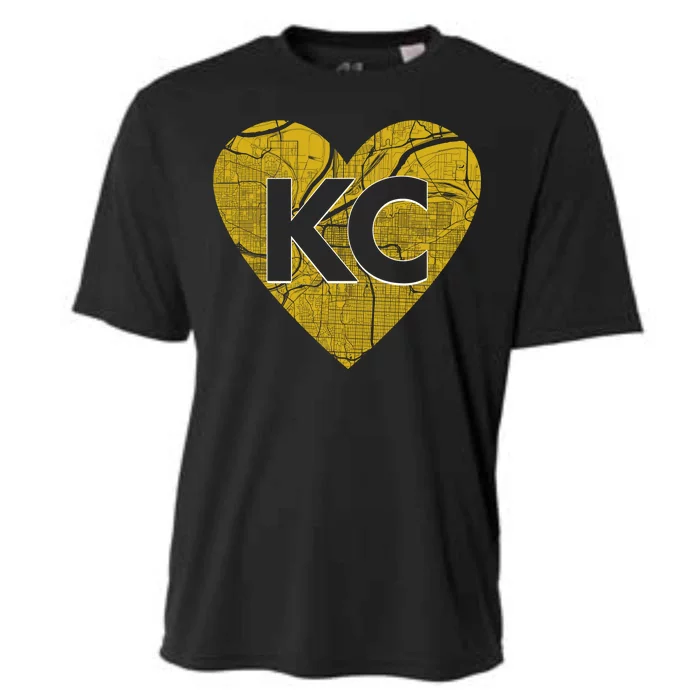 Love Kansas City Football Fan City Map Cooling Performance Crew T-Shirt