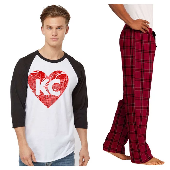 Love Kansas City Football Fan City Map Raglan Sleeve Pajama Set