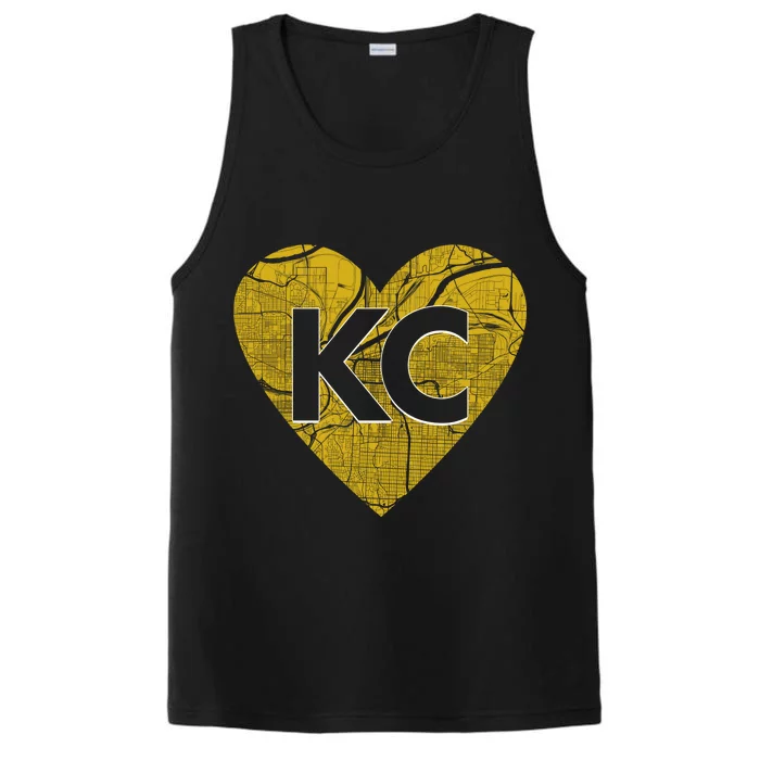 Love Kansas City Football Fan City Map Performance Tank