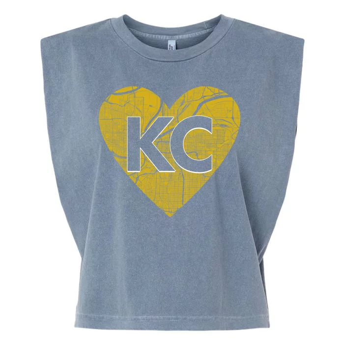 Love Kansas City Football Fan City Map Garment-Dyed Women's Muscle Tee