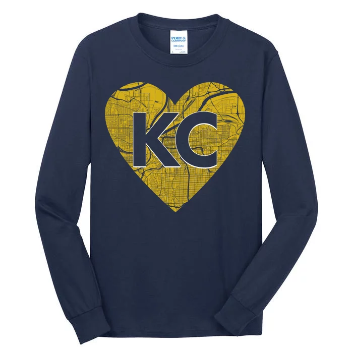 Love Kansas City Football Fan City Map Tall Long Sleeve T-Shirt