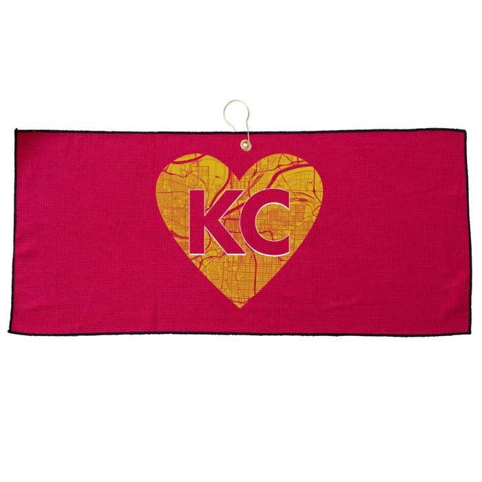 Love Kansas City Football Fan City Map Large Microfiber Waffle Golf Towel