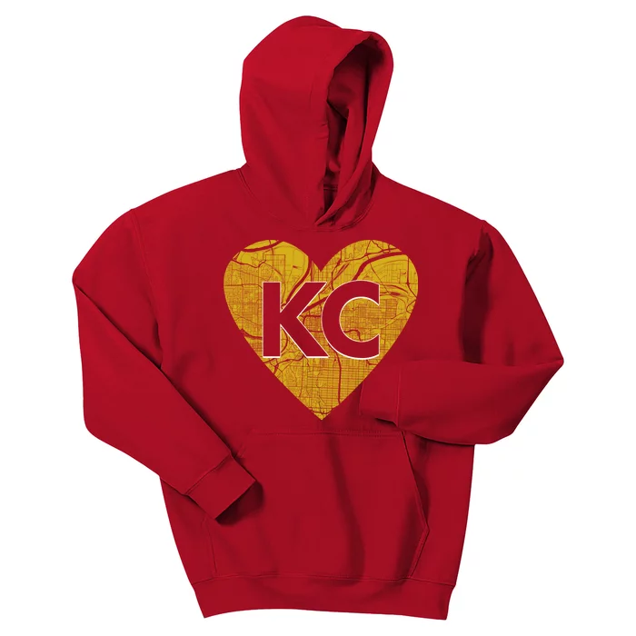 Love Kansas City Football Fan City Map Kids Hoodie