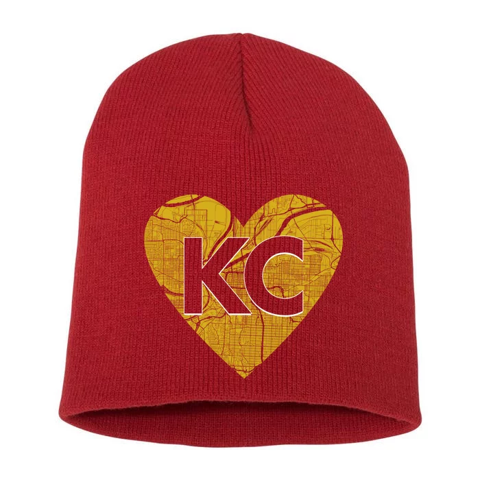 Love Kansas City Football Fan City Map Short Acrylic Beanie