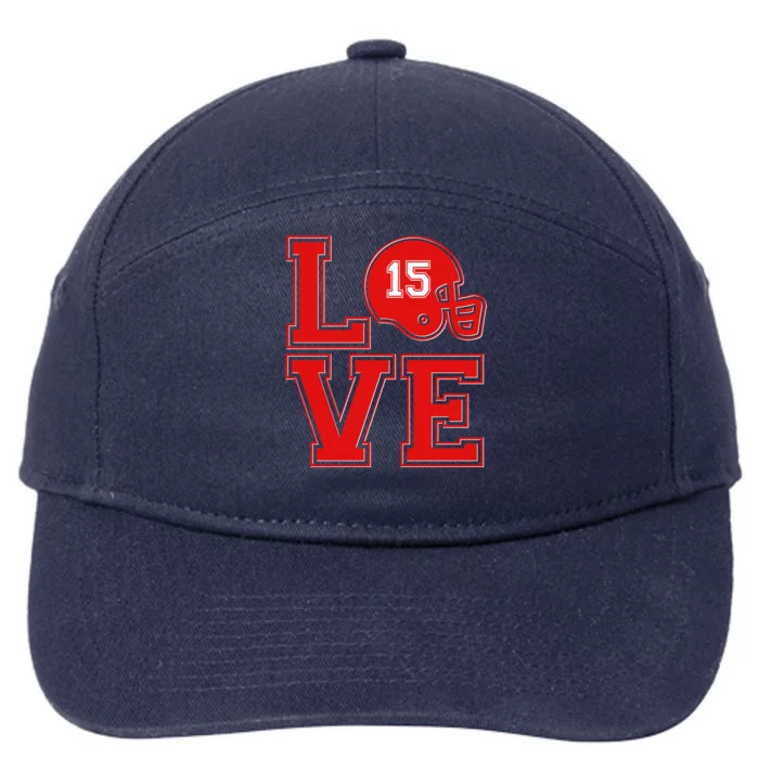 Love Kansas City KC Football No15 Mahomes Fan 7-Panel Snapback Hat