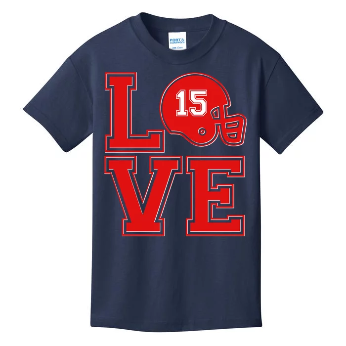 Love Kansas City KC Football No15 Mahomes Fan Kids T-Shirt