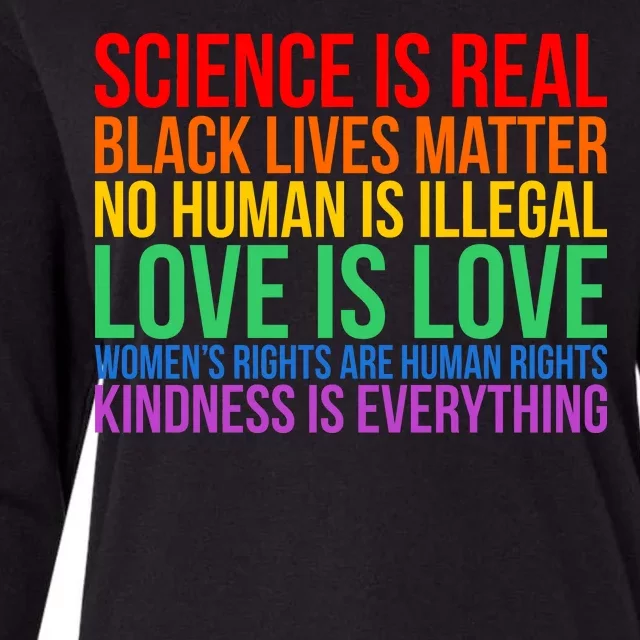 Love Kindness Science Black Lives LGBT Equality Womens Cotton Relaxed Long Sleeve T-Shirt