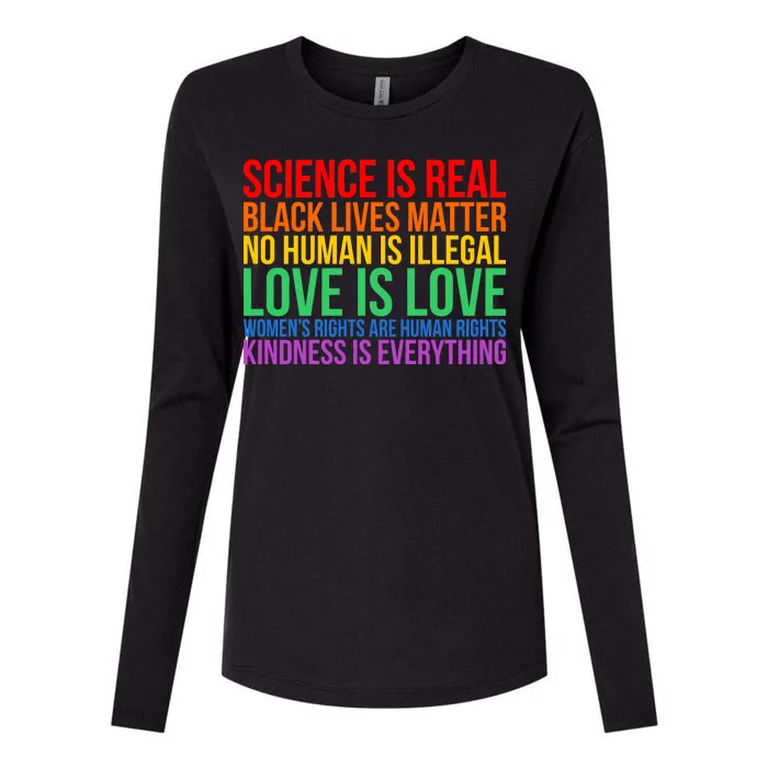 Love Kindness Science Black Lives LGBT Equality Womens Cotton Relaxed Long Sleeve T-Shirt