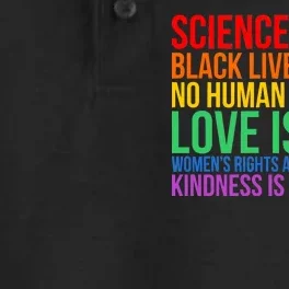 Love Kindness Science Black Lives LGBT Equality Dry Zone Grid Performance Polo