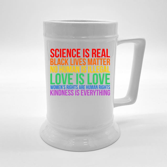 Love Kindness Science Black Lives LGBT Equality Front & Back Beer Stein