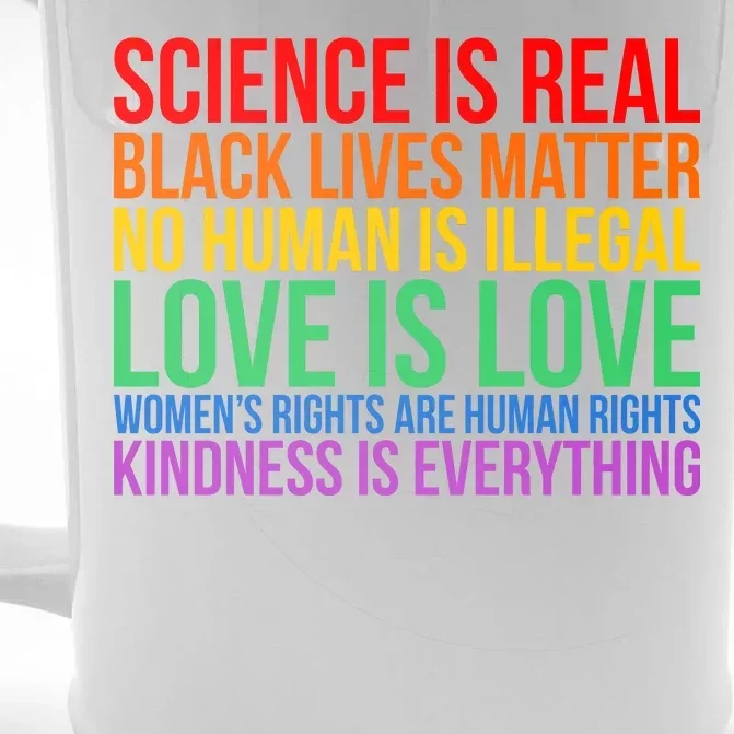 Love Kindness Science Black Lives LGBT Equality Front & Back Beer Stein