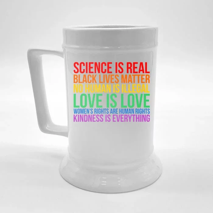 Love Kindness Science Black Lives LGBT Equality Front & Back Beer Stein