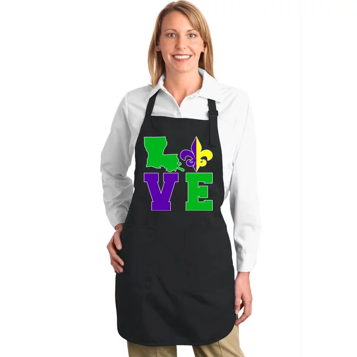 Love Mardi Gras Louisiana Full-Length Apron With Pocket