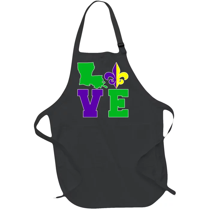 Love Mardi Gras Louisiana Full-Length Apron With Pocket