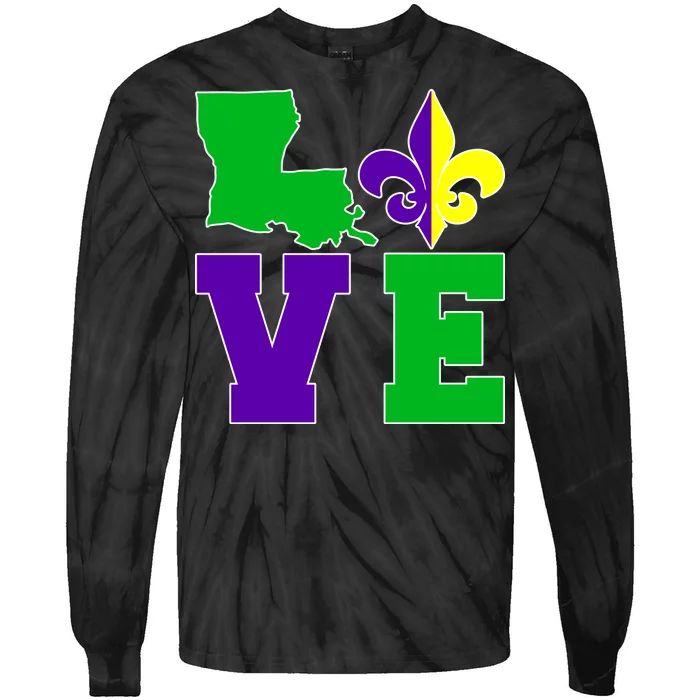 Love Mardi Gras Louisiana Tie-Dye Long Sleeve Shirt