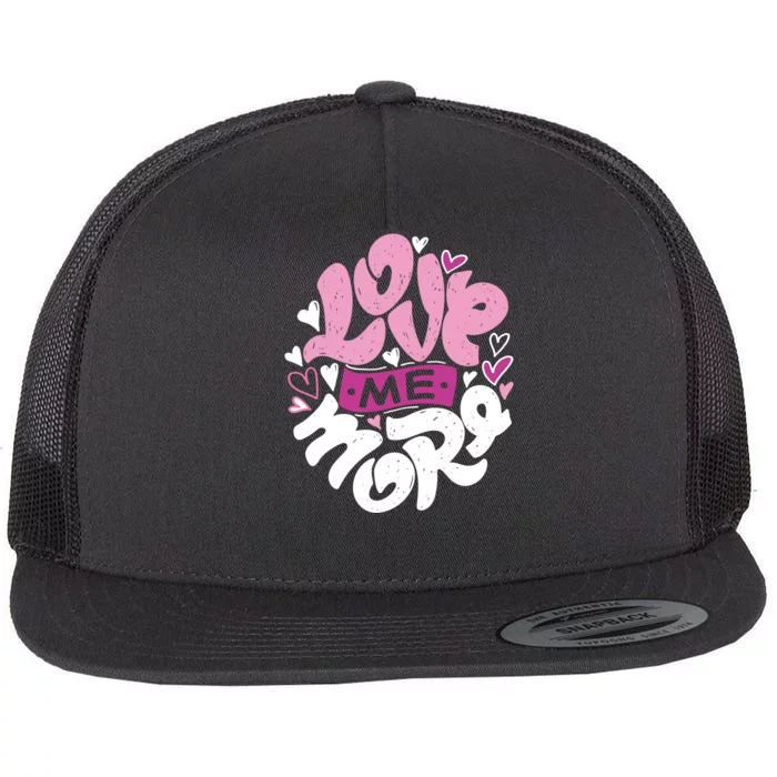 Love Me More Cute Hearts Flat Bill Trucker Hat