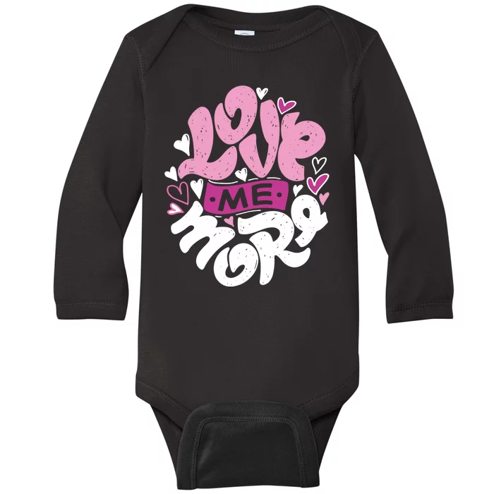 Love Me More Cute Hearts Baby Long Sleeve Bodysuit