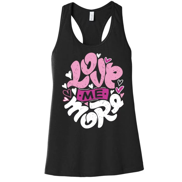 Love Me More Cute Hearts Women's Racerback Tank