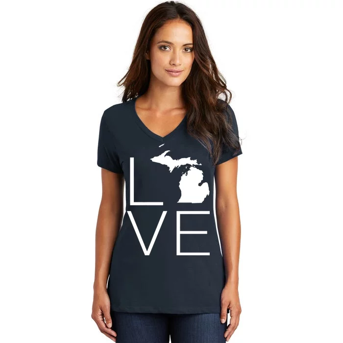 Love Michigan Women's V-Neck T-Shirt