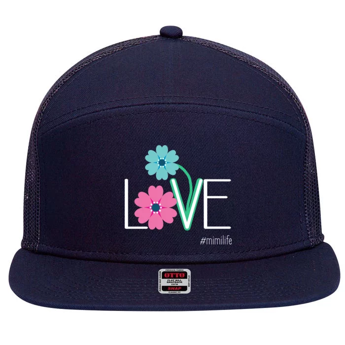 Love Mimi Flower MimiLife 7 Panel Mesh Trucker Snapback Hat