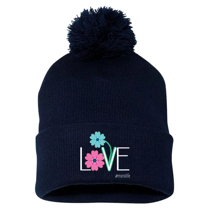 Love Mimi Flower MimiLife Pom Pom 12in Knit Beanie