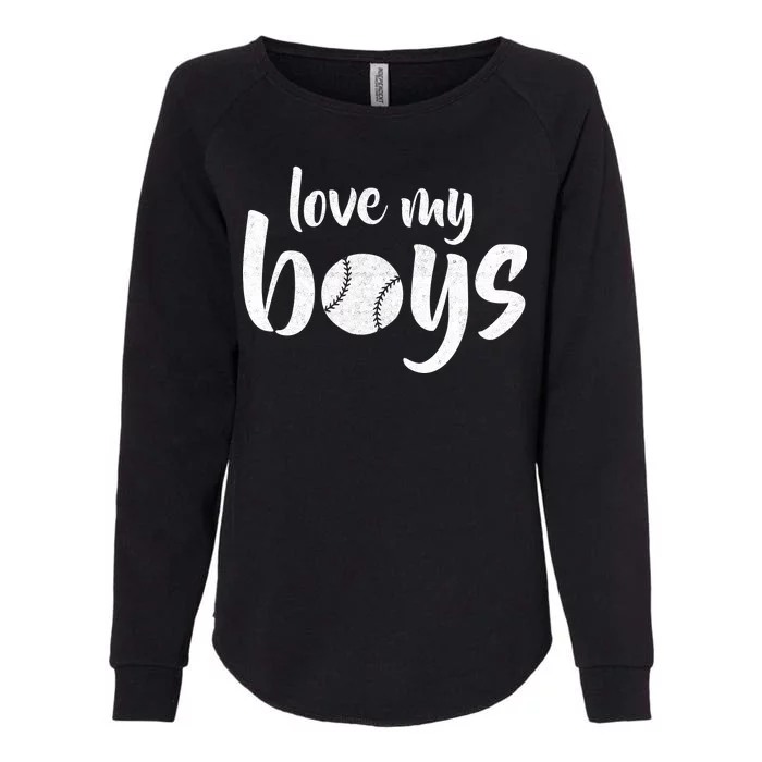 Love My Boys Baseball Mom Womens California Wash Sweatshirt