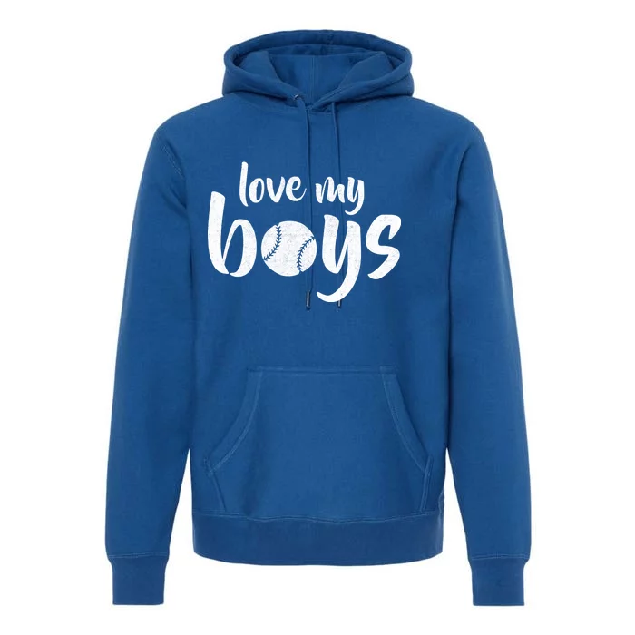 Love My Boys Baseball Mom Premium Hoodie