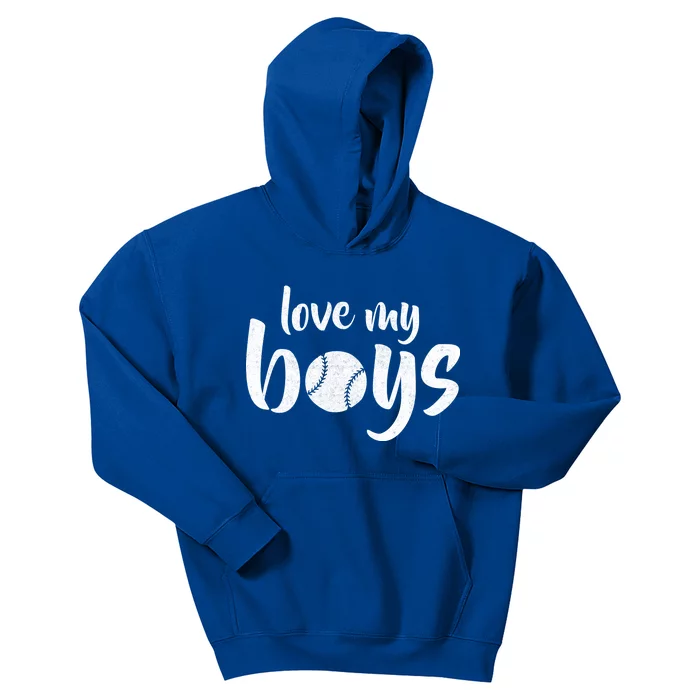 Love My Boys Baseball Mom Kids Hoodie