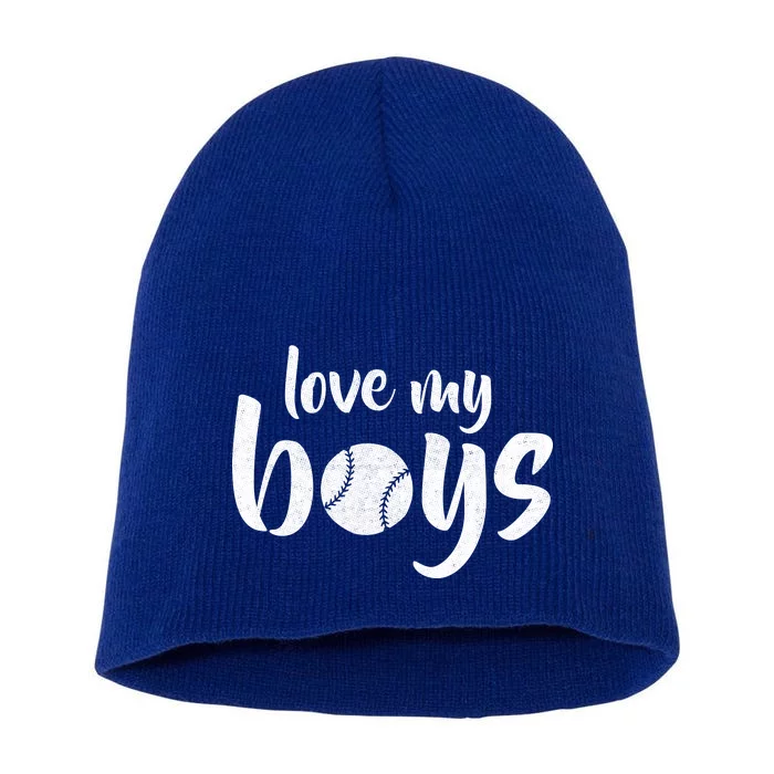 Love My Boys Baseball Mom Short Acrylic Beanie