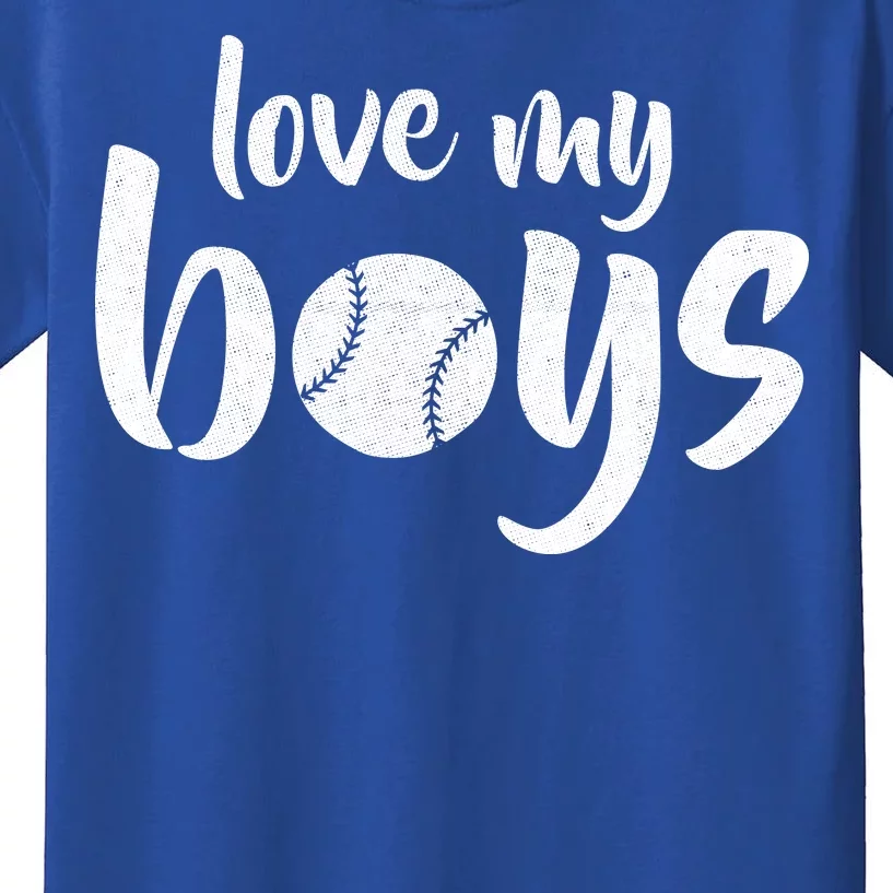 Love My Boys Baseball Mom Kids T-Shirt