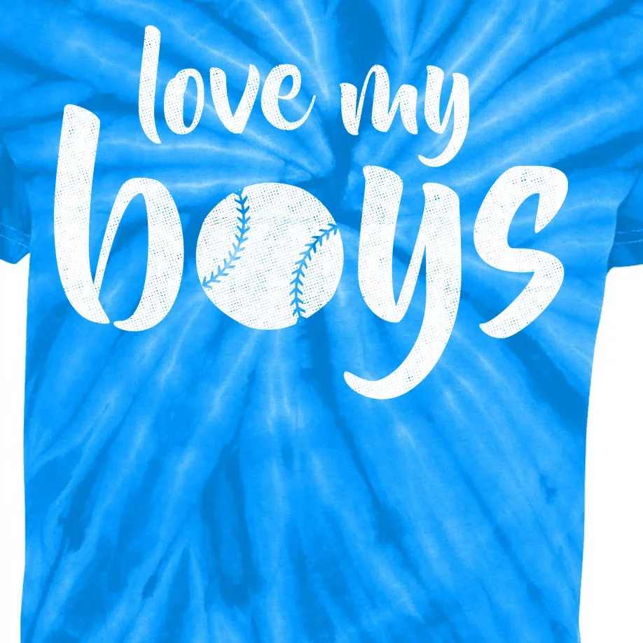 Love My Boys Baseball Mom Kids Tie-Dye T-Shirt