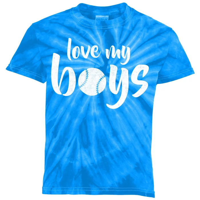 Love My Boys Baseball Mom Kids Tie-Dye T-Shirt