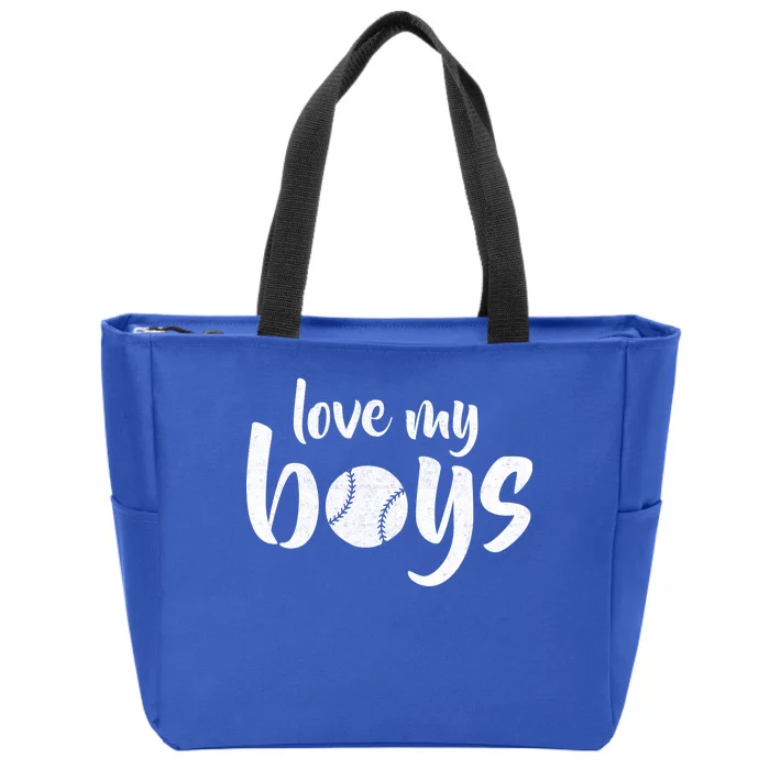 Love My Boys Baseball Mom Zip Tote Bag