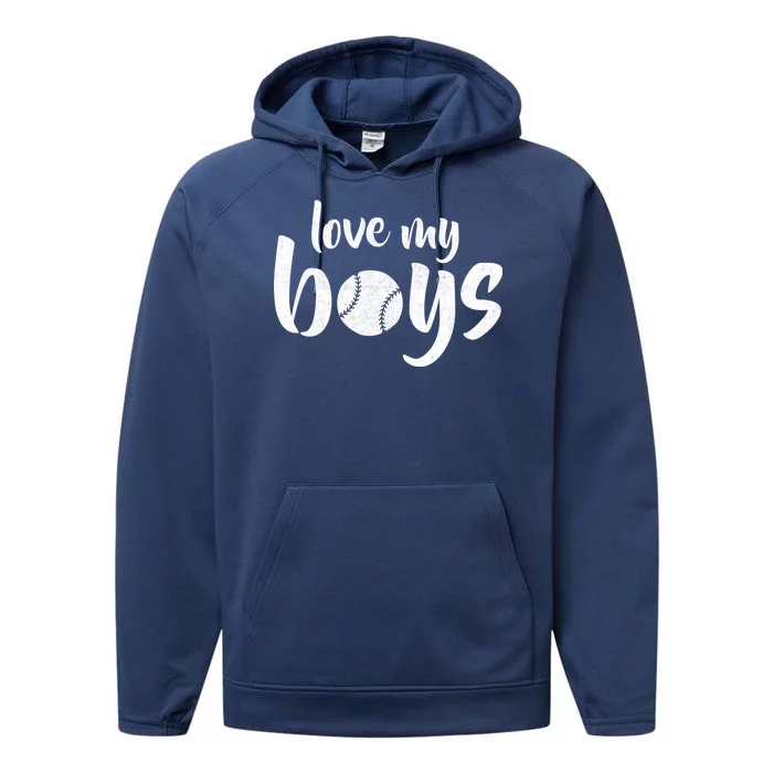 Love My Boys Baseball Mom Performance Fleece Hoodie