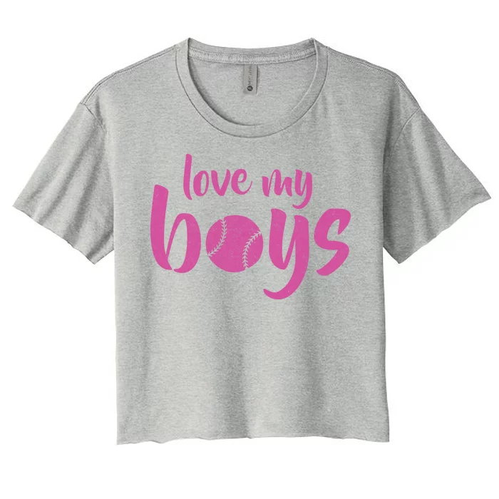 Love My Boys Baseball Mom Women's Crop Top Tee