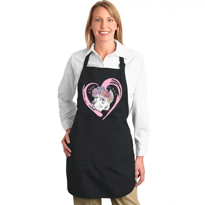 Love My Pitbull Full-Length Apron With Pocket