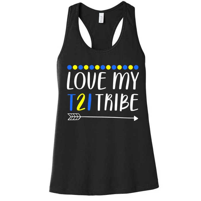 Love My T21 Tribe Down Syndrome Arrow Women's Racerback Tank