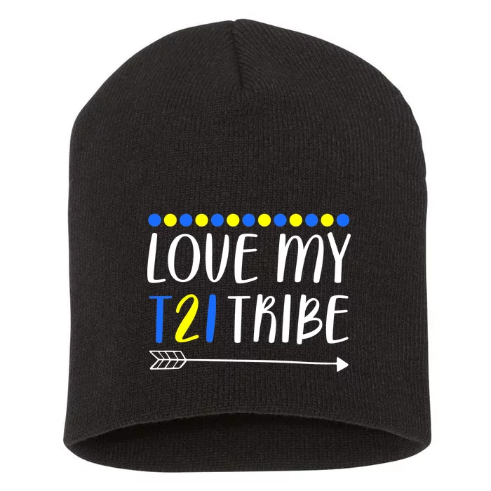 Love My T21 Tribe Down Syndrome Arrow Short Acrylic Beanie