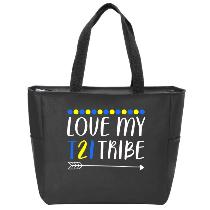 Love My T21 Tribe Down Syndrome Arrow Zip Tote Bag