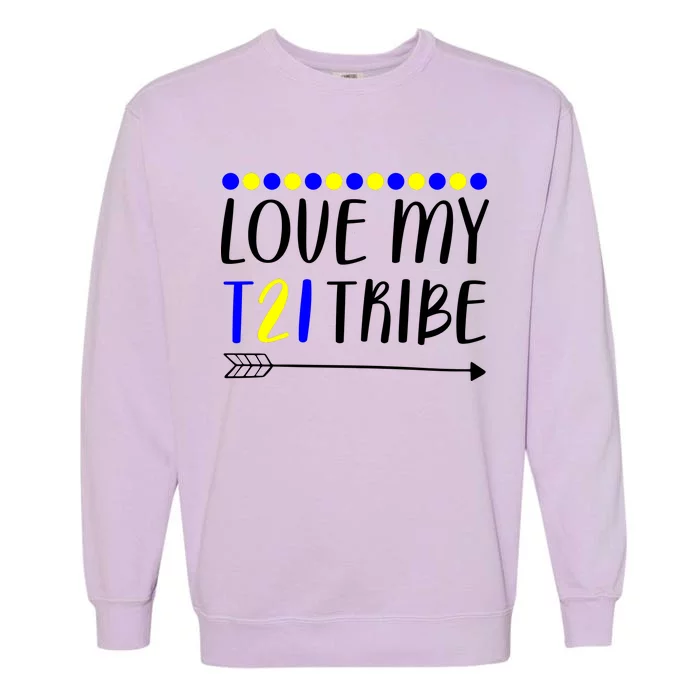 Love My T21 Tribe Down Syndrome Arrow Garment-Dyed Sweatshirt