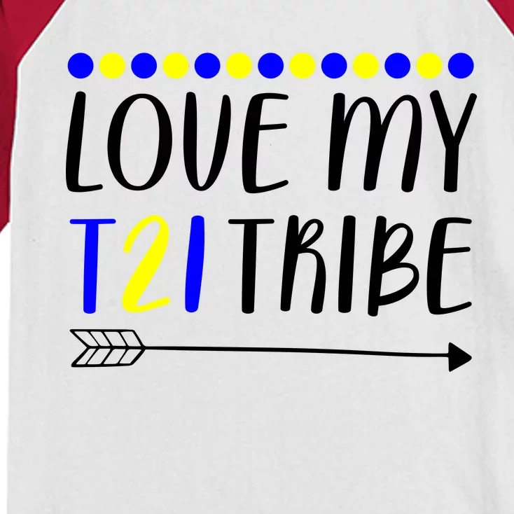 Love My T21 Tribe Down Syndrome Arrow Kids Colorblock Raglan Jersey