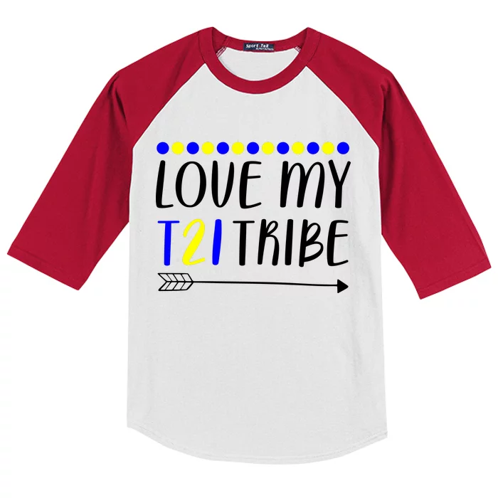 Love My T21 Tribe Down Syndrome Arrow Kids Colorblock Raglan Jersey