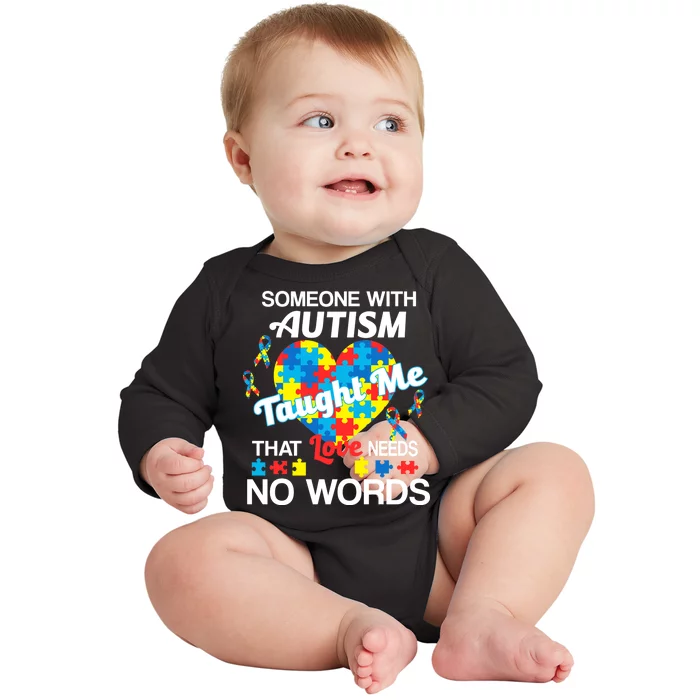 Love Needs No Words Autism Awareness Baby Long Sleeve Bodysuit