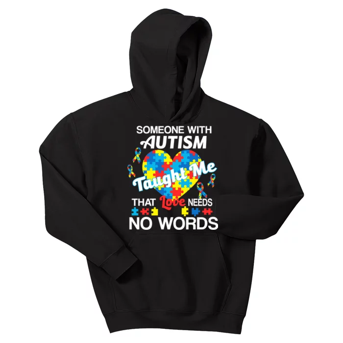 Love Needs No Words Autism Awareness Kids Hoodie