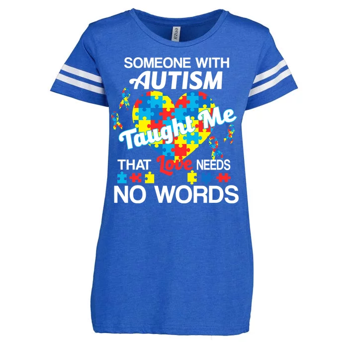 Love Needs No Words Autism Awareness Enza Ladies Jersey Football T-Shirt