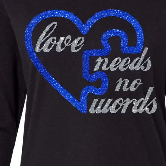 Love Needs No Words Autism Awareness Heart Puzzle Womens Cotton Relaxed Long Sleeve T-Shirt