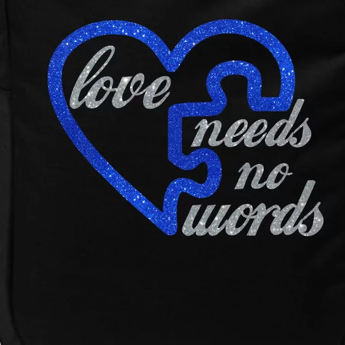 Love Needs No Words Autism Awareness Heart Puzzle Impact Tech Backpack