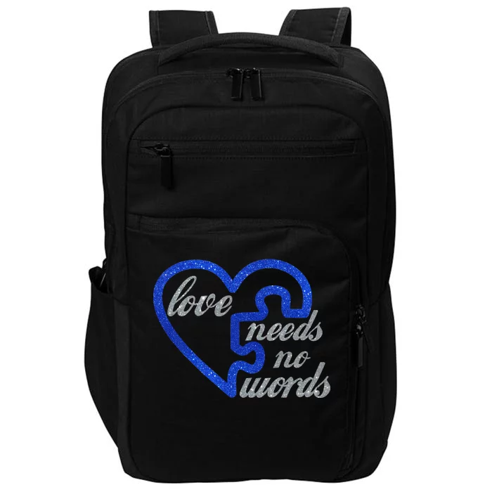 Love Needs No Words Autism Awareness Heart Puzzle Impact Tech Backpack