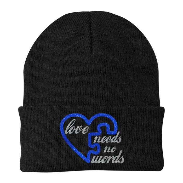 Love Needs No Words Autism Awareness Heart Puzzle Knit Cap Winter Beanie