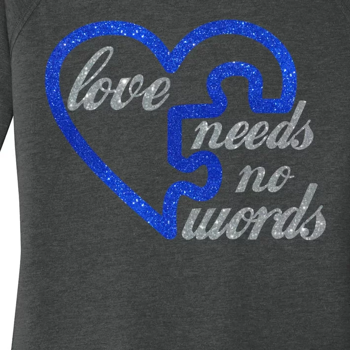 Love Needs No Words Autism Awareness Heart Puzzle Women's Perfect Tri Tunic Long Sleeve Shirt